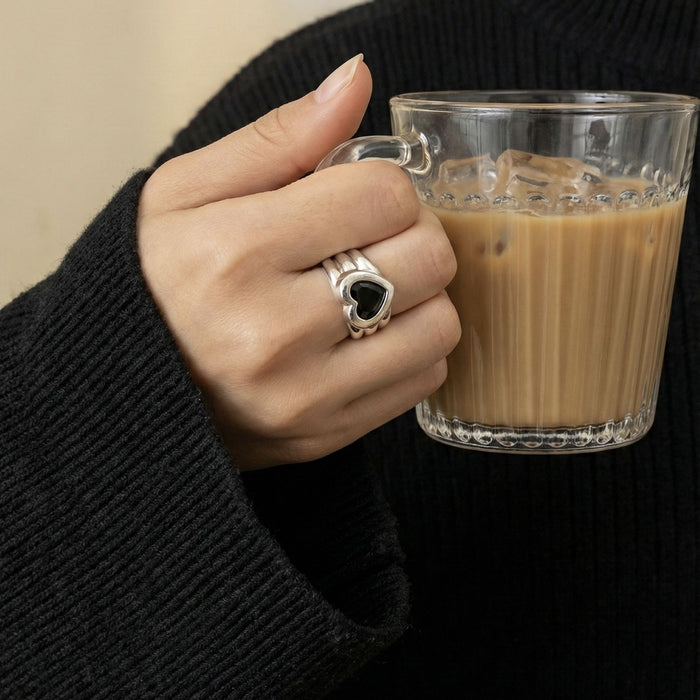 טבעת ליבי זירקון שחור