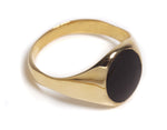 טבעת חותם אובל משולבת אימייל שחור